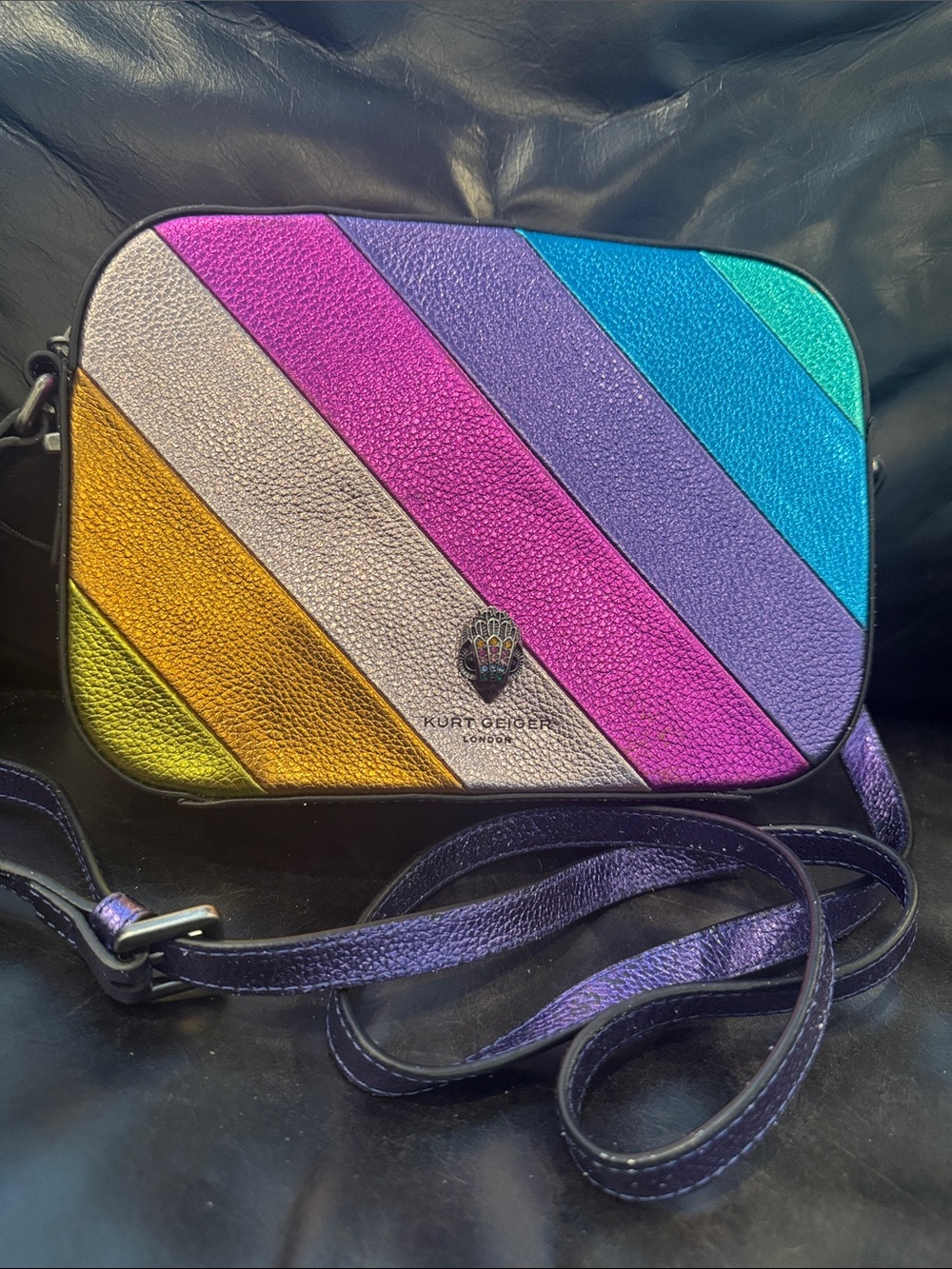 Kurt Geiger Rainbow Striped Leather Crossbody Bag - Multicolor